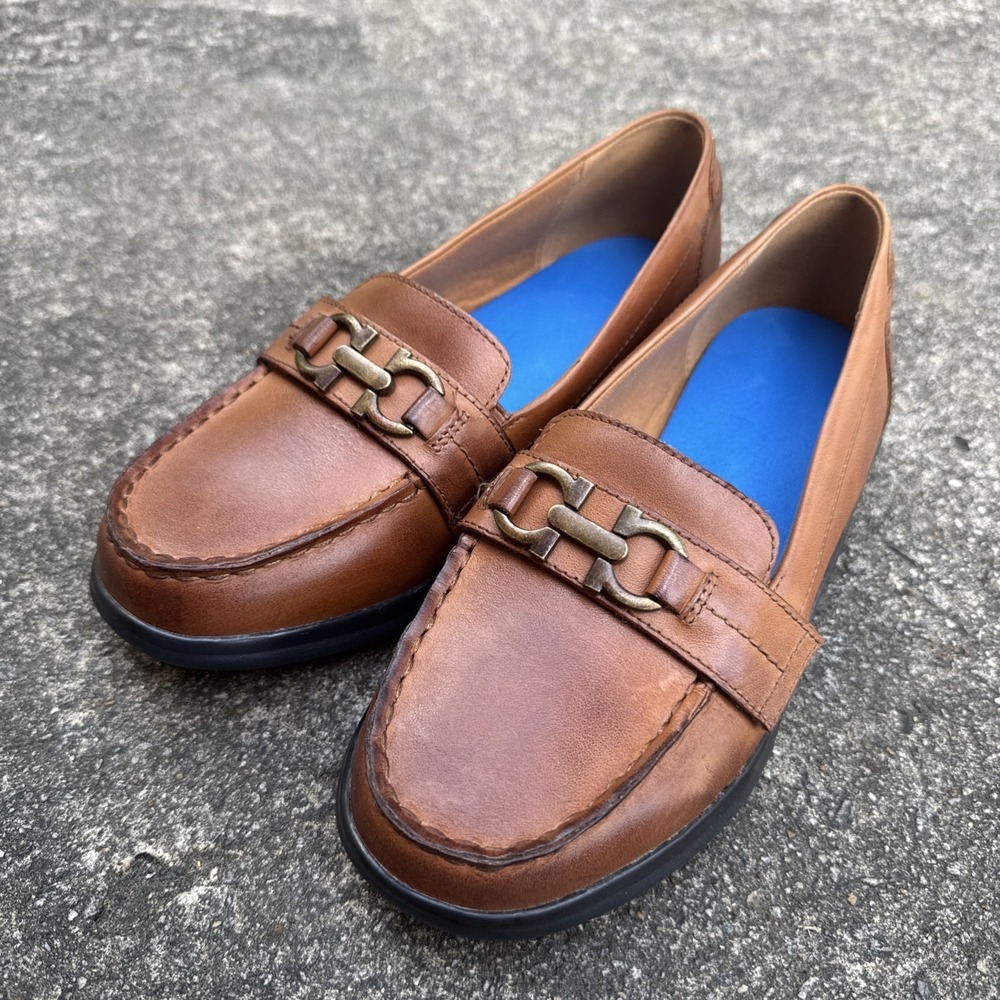 Dr Comfort Mallory Loafer Womens 8 M Brown Leather Slip On Comfort Shoe